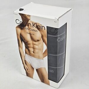 5 Pack Calvin Klein Men's L Cotton Classic Fit Brief Waistband Logo Black
